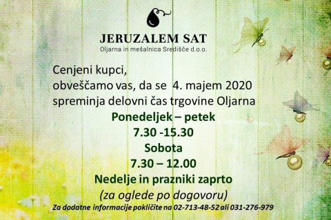 Nov delovni čas trgovine Oljarna, Središče ob Dravi